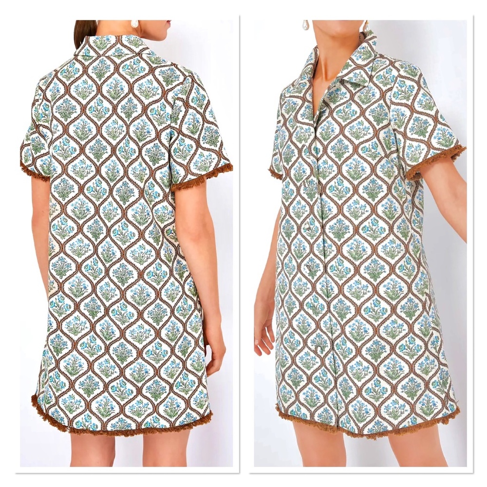 Tuckernuck Porcelain Bouquet Floral Print Marley Shirt Dress, Size XXL